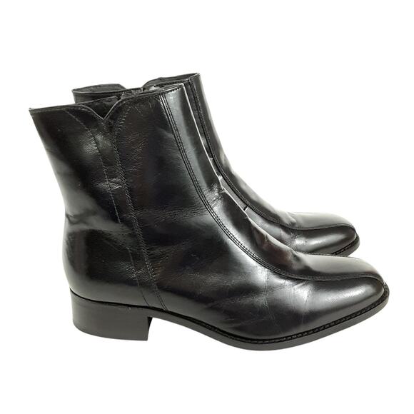 Florsheim Shoes Duke Bike Toe Zipper Boot Mens 8.5 Black Leather Dress Shoe